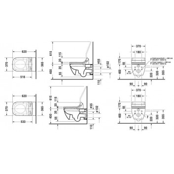 Becken WC hängend Duravit Happy D.2 Rimless, weiß - sanitbuy.pl