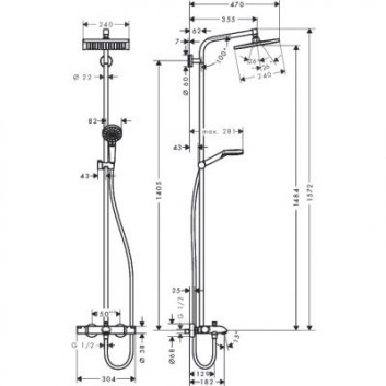 Set prysznicowo-wannowy Hansgrohe Crometta E 240 Chrom - sanitbuy.pl