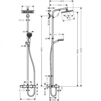 Set prysznicowo-wannowy Hansgrohe Crometta E 240 Chrom - sanitbuy.pl