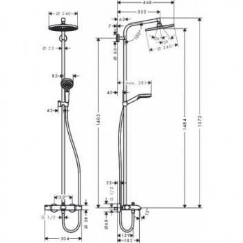 Set prysznicowo-wannowy Hansgrohe Crometta S 240 Chrom - sanitbuy.pl