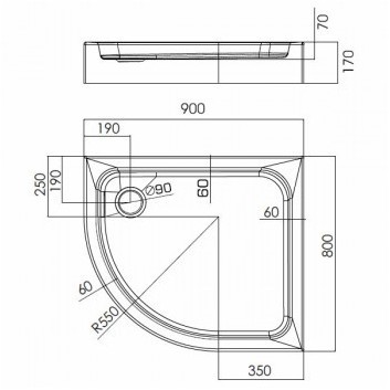 Duschwanne asymetryczny Novellini City R 80x90 cm prawy weiß- sanitbuy.pl