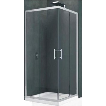 Duschkabine mit eckeinstieg Novellini Kali A 80x80x195cm silbernes Profil, Glas transparent- sanitbuy.pl