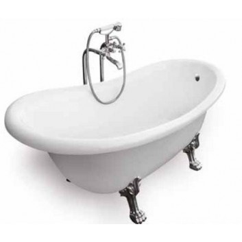 Badewanne freistehend oval Besco Otylia 160x77cm Retro + Füße Chrom- sanitbuy.pl