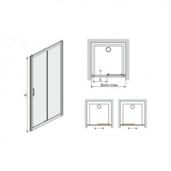 Tür wnękowe Sanplast TX 120 cm D2/TX5b-120 Schiebe-, silbernes Profil glänzend, Glas transparent- sanitbuy.pl