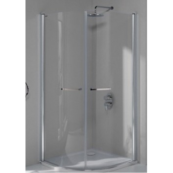 Duschkabine mit eckeinstieg Sanplast KP2/PRIII, 90x90 cm, wys. 195 cm, halbrund, Glas transparent, weißes Profil- sanitbuy.pl