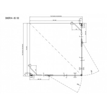 Duschkabine rechteckig Ravak SmartLine SMSRV4 80x80x190 cm mit Schicht AntiCalc, profile Chrom Glas transparent - sanitbuy.pl