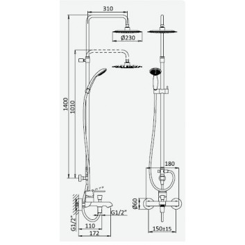 Dusch-set Bruma Nautic, Kopfbrause 23 cm Chrom- sanitbuy.pl