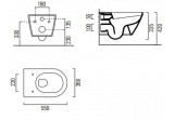Becken WC GSI Norm 55x36cm hängend bezrantowa mit WC-Sitz mit Softclosing + Set mocujący, weiß