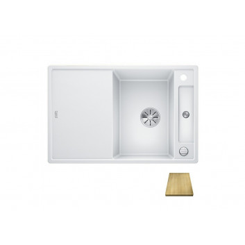 Zlew konglomeratowy + Sitz drewniana Axia III 45S Blanco Silgranit InFino 510x780 perłowoszary- sanitbuy.pl