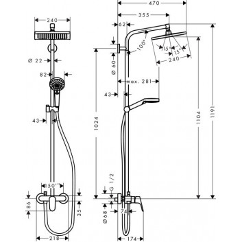 Dusch-set Hansgrohe Showerpipe Crometta E 240 1jt mit Einhebelarmatur DN15, Chrom- sanitbuy.pl