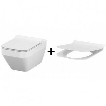 Cersanit Crea Set Toaleta WC abgehängt 52x35 cm rechteckig CleanOn mit Sitz WC- wolnoopadającą Slim, weiß- sanitbuy.pl