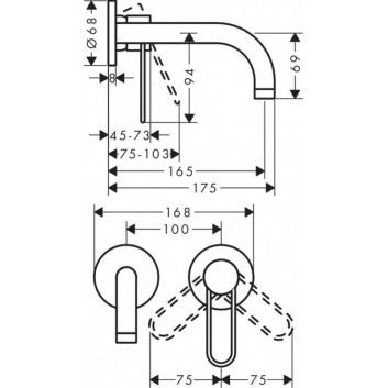 Waschtischarmatur Axor Uno 165 Unterputz mit Griff loop, Chrom- sanitbuy.pl