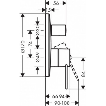 Wannenbatterie Axor Uno Einhebel- Unterputz Halter loop, Chrom- sanitbuy.pl