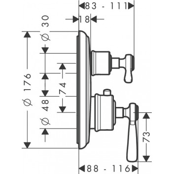 Brausearmatur Axor Montreux Thermostatik Unterputz 2 Empfänger mit Ventil odcinającym , Chrom- sanitbuy.pl