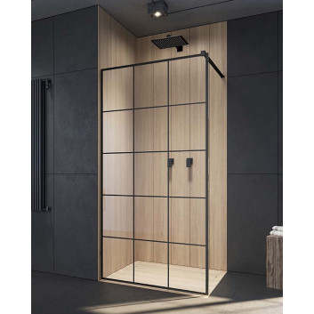 Duschkabine Walk-In Radaway Modo New Black II Factory 130, Glas transparent, wys. 200cm, profil schwarz- sanitbuy.pl