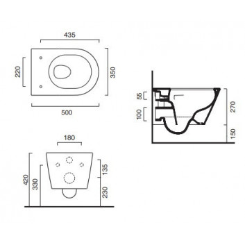 Becken wc hängend Catalano Zero New Flush, 50x35, bezrantowa, weiß