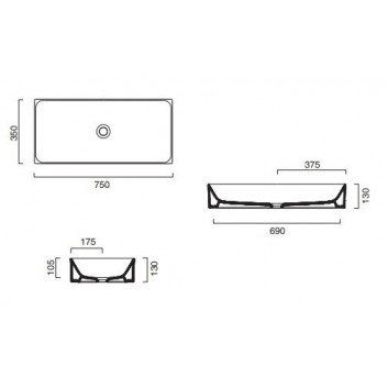 Aufsatzwaschtisch Catalano Zero, 75x35, weiß