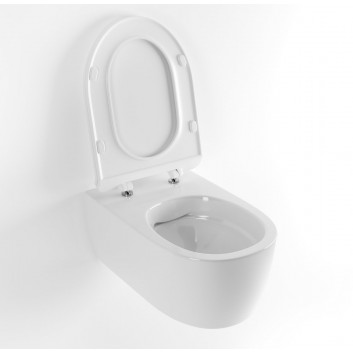 Becken wc hängend Excellent Bull bezrantowa 53 x 36 cm im Set mit WC-Sitz mit Softclosing - weiß