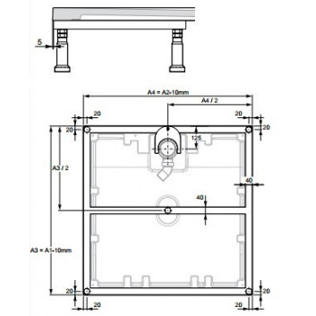 Gestell Huppe EasyFlat dla der Duschwanne o wymiarach 90x90cm