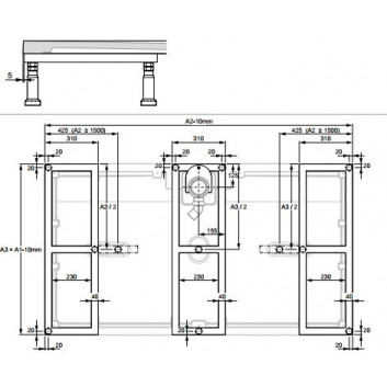 Gestell Huppe EasyFlat dla der Duschwanne o wymiarach 90x90cm