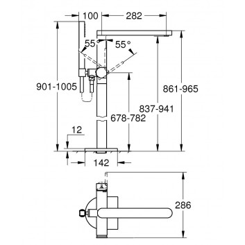 Wannenarmatur freistehend Grohe Plus, mit Brauseset, Chrom