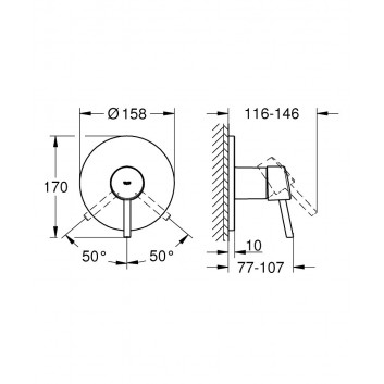 Brausearmatur Unterputz Grohe Eurodisc Cosmopolitan, Einhebel-, Chrom