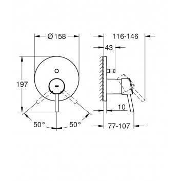 Brausearmatur Unterputz Grohe Eurodisc Cosmopolitan, Einhebel-, Chrom