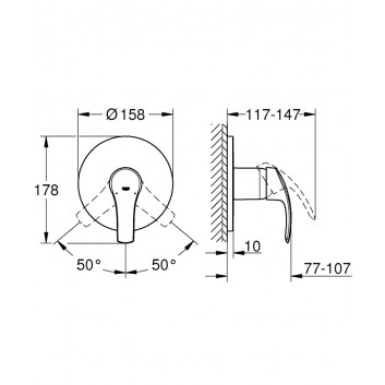 Brausearmatur Unterputz Grohe Eurosmart, Einhebel-, Chrom