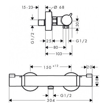 Badewannen- Armattur thermostatisch Hansgrohe Ecostat Comfort, Aufputz, 2 Empfänger, schwarz matt