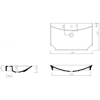 Waschtisch mit unterschrank/Einbau- Marmorin La Donna, 700x460x112 mm ohne Überlauf weiß 