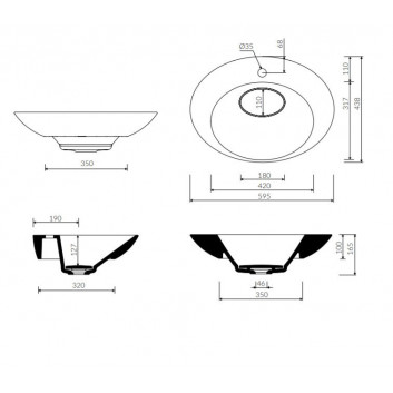 Waschtisch Marmorin AMOS II Einbau- 59x36x16 cm