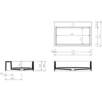 Waschtisch Marmorin Modico 800 mit Unterschrank/Aufsatz 800x430x145 mm