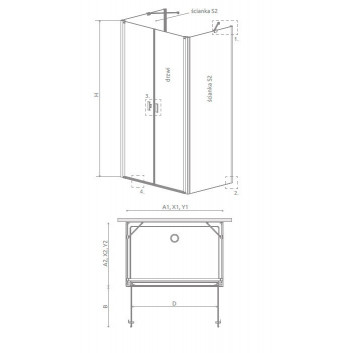 Tür Dusch- Radaway Nes KDS II 120, links, 1200x2000mm, silbern profil