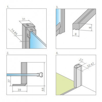 Tür Dusch- Radaway Nes KDS II 120, links, 1200x2000mm, silbern profil