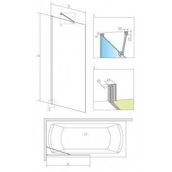 Parawan nawannowy Radaway Euphoria PNJ 60, Glas transparent, 600-610x1500mm, profil Chrom