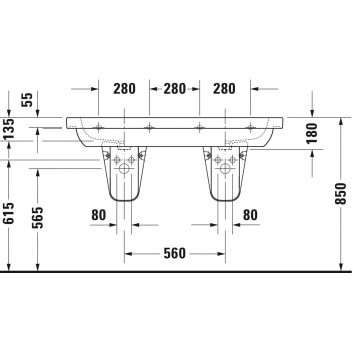 Waschtisch mit unterschrank Duravit D-Code, 85x48cm, jeden otwór pod baterię, weiß