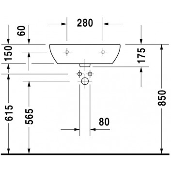 Waschtisch zur Wandmontage Duravit D-Code Med, 45x34cm, otwór pod baterię, ohne Überlauf, weiß