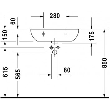 Waschtisch zur Wandmontage Duravit D-Code Med, 55x43cm, otwór pod baterię, ohne Überlauf, weiß