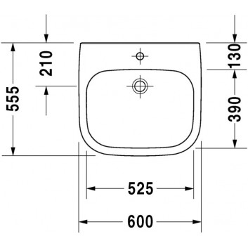 Waschtisch zur Wandmontage Duravit D-Code Vital, 60x56cm, otwór pod baterię, z Überlauf, weiß