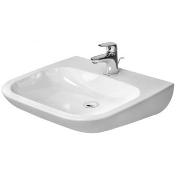 Waschtisch zur Wandmontage Duravit D-Code Vital, 60x56cm, otwór pod baterię, z Überlauf, weiß