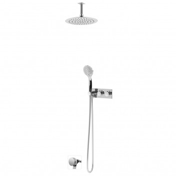 Dusch-set Bruma Breeze, Unterputz, Armatur thermostatisch, Kopfbrause mit Arm ściennym 350mm, Überlauf z funkcją napełniania, Chrom