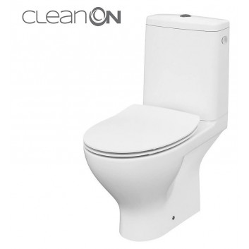 Kompakt WC Cersanit Moduo CleanOn, bezkołnierzowa Becken, 65,5x35,5cm, WC-Sitz mit Softclosing, Abfluss poziomy, doprowadzenie wody od boku, weiß