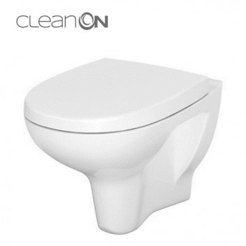 Becken zawieszana Cersanit Crea CleanOn, bezkołnierzowa, oval, 52x35,5cm, duroplastowa WC-Sitz mit Softclosing, weiß