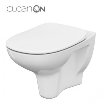 Becken zawieszana Cersanit Crea CleanOn, bezkołnierzowa, oval, 52x35,5cm, duroplastowa WC-Sitz mit Softclosing, weiß