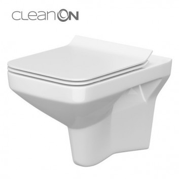 Becken zawieszana Cersanit Colour CleanOn, bezkołnierzowa, rechteckig, 52,5x36cm, duroplastowa WC-Sitz mit Softclosing, weiß