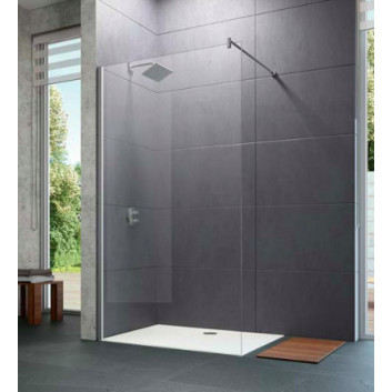 Wand walk-in Huppe Design Pure, 750mm, stabilizator skośny, Anti-Plaque, Profil silbern matt