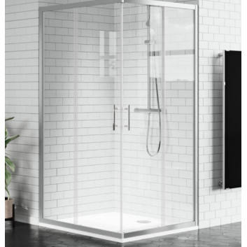 Tür Dusch- für die Kabine Novellini Zephyros A, 82-85cm, Schiebe-, Glas transparent, schwarz profil