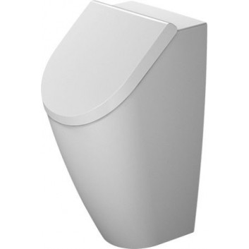 Urinal Duravit ME by Starck Rimless, 35x30cm, bezrantowy, Abfluss poziomy, otwory na pokrywę, wersja z muchą, weiß