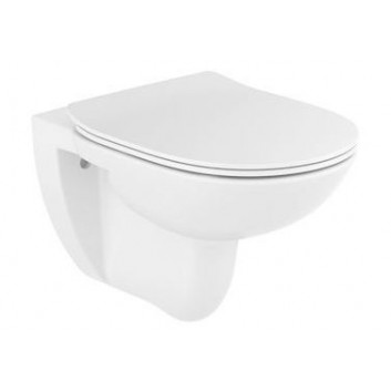 Becken abgehängt WC Roca Debba Rimless Round, 54x35,5cm, bez kołnierza, mit Sitz slim wolnoopadającą duroplast, weiß