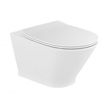 Becken abgehängt WC Roca Gap Rimless Round, 54x35,5cm, bez kołnierza, mit WC-Sitz mit Softclosing Supralit, weiß